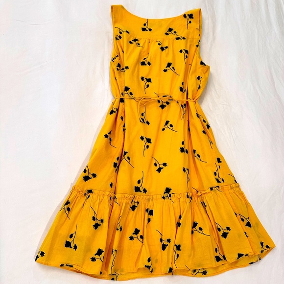 Thakoon Collective Yellow Floral Ruffle Sleeveless Shift Dress- Size 2 - Picture 2 of 8